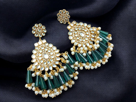 Kundan Earrings - Crystal Drop