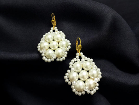 Handmade Beads Earrings - White