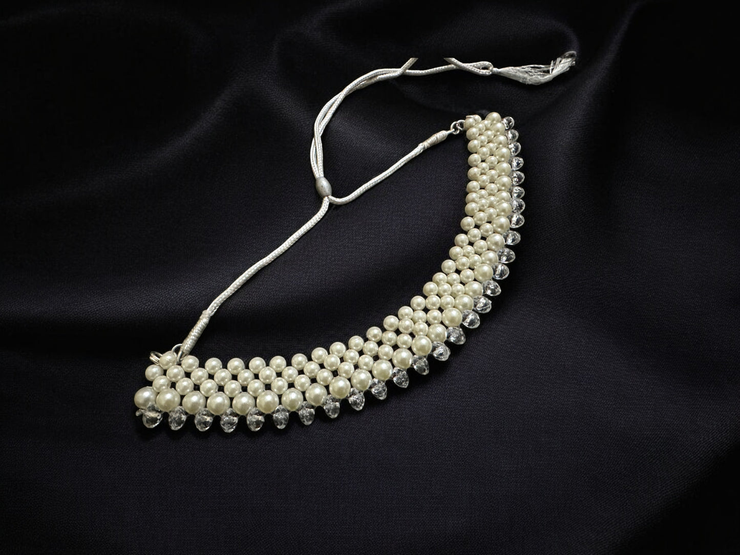 Handmade Beads Choker - White