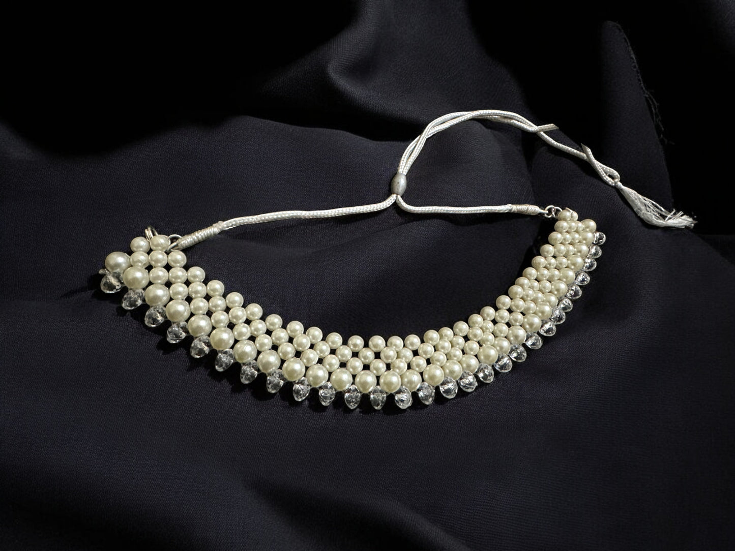 Handmade Beads Choker - White