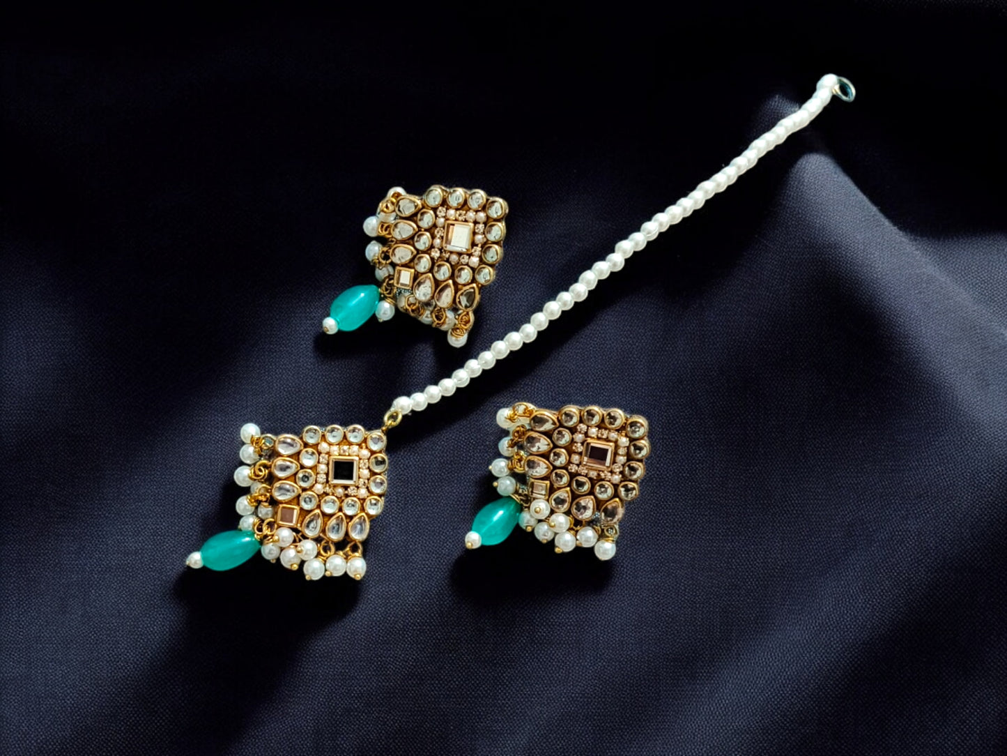 Handmade Maang Tikka Earrings Set