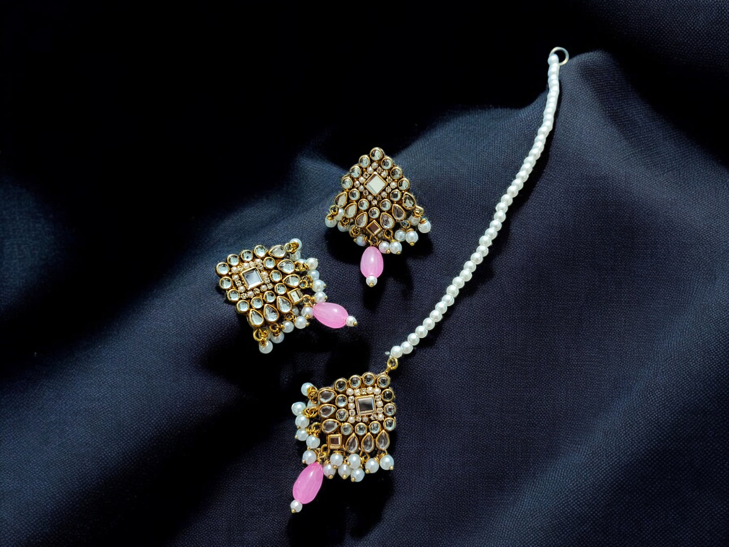 Handmade Maang Tikka Earrings Set