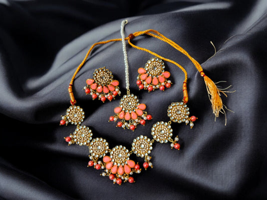 Handmade Wedding Jewelry Set - Peach