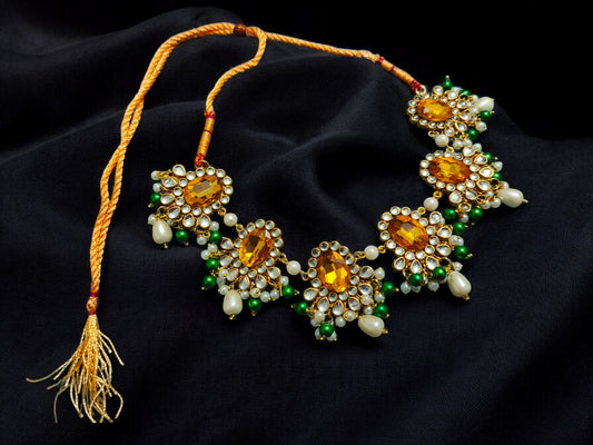 Handmade Mehndi Bride Necklace - Kundan