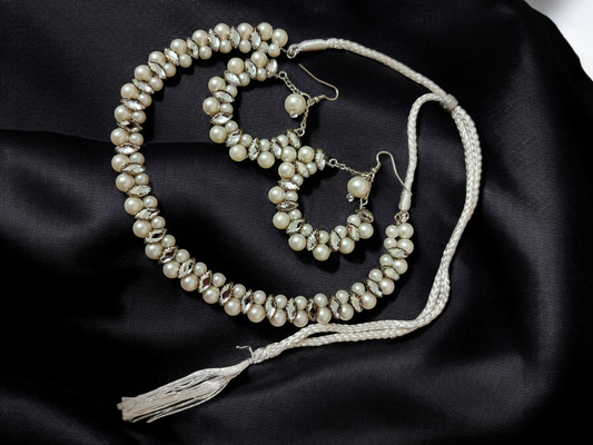 Kundan Choker Set - White Beaded Necklace Set